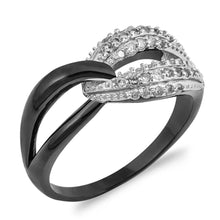 Load image into Gallery viewer, Sterling Silver Lock Loop Shaped Clear CZ RingAnd Face Height 11mmAnd Band Width 2mm