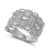 Sterling Silver Bali Shaped Clear CZ RingAnd Face Height 12mmAnd Band Width 2mm