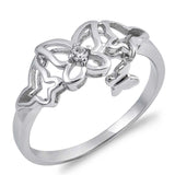 Sterling Silver Butterfly Shaped Clear CZ RingAnd Face Height 7mmAnd Band Width 2mm