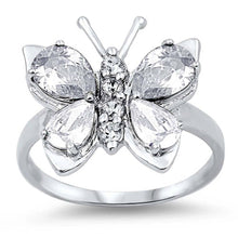 Load image into Gallery viewer, Sterling Silver Butterfly Shaped Clear CZ RingAnd Face Height 7mm