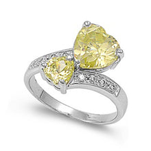 Load image into Gallery viewer, Sterling Silver Heart With Yellow Topaz And Cubic Zirconia Ring