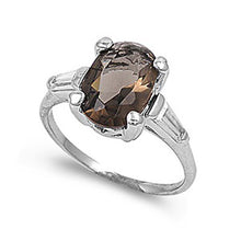 Load image into Gallery viewer, Sterling Silver Amethyst Oval Shaped Clear CZ RingAnd Face Height 11mmAnd Band Width 2mm