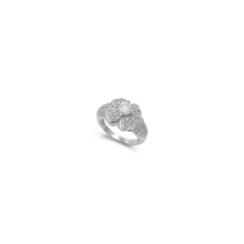 Load image into Gallery viewer, Sterling Silver Plumeria Shaped Clear CZ RingAnd Face Height 12mmAnd Band Width 2mm