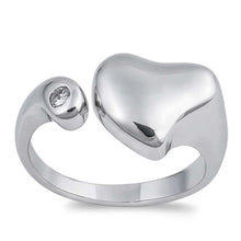 Load image into Gallery viewer, Sterling Silver Heart Shaped Clear CZ RingAnd Face Height 12mmAnd Band Width 3mm