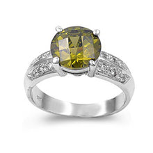 Load image into Gallery viewer, Sterling Silver Round With Peridot And Cubic Zirconia Ring