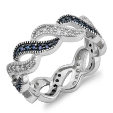 Load image into Gallery viewer, Sterling Silver Infinity With Black And Clear CZ RingAnd Band Width 8mm