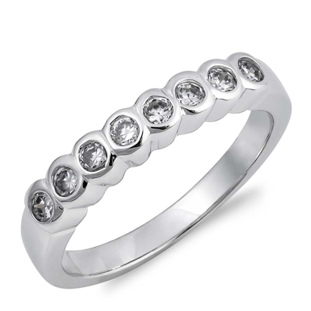 Sterling Silver Round Shaped Clear CZ RingAnd Face Height 3mmAnd Band Width 2mm