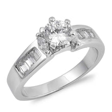 Load image into Gallery viewer, Sterling Silver Round Shaped Clear CZ RingAnd Face Height 5mmAnd Band Width 3mm
