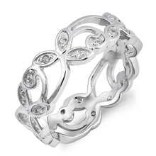 Load image into Gallery viewer, Sterling Silver Leafs Shaped Clear CZ RingAnd Face Height 7mm