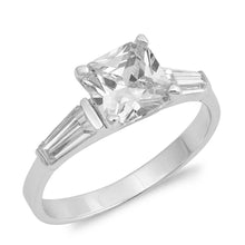 Load image into Gallery viewer, Sterling Silver Square Shaped Clear CZ RingAnd Face Height 7mmAnd Band Width 2mm