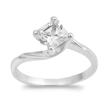 Load image into Gallery viewer, Sterling Silver Diamond Shaped Clear CZ RingAnd Face Height 9mmAnd Band Width 2mm