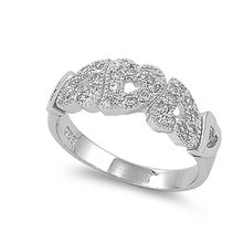 Load image into Gallery viewer, Sterling Silver Heart Shaped Clear CZ RingAnd Face Height 7mmAnd Band Width 3mm