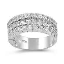 Load image into Gallery viewer, Sterling Silver Triple Lines Shaped Clear CZ RingAnd Face Height 7mmAnd Band Width 6mm