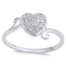 Load image into Gallery viewer, Sterling Silver Heart Shaped Clear CZ RingAnd Face Height 8mmAnd Band Width 8mm