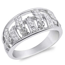 Load image into Gallery viewer, Sterling Silver Leaves Shaped Clear CZ RingAnd Face Height 11mmAnd Band Width 3mm