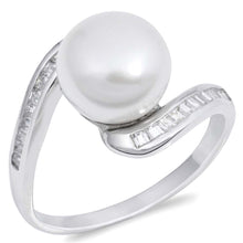 Load image into Gallery viewer, Sterling Silver Infinity Round Pearl Shaped Clear CZ RingAnd Face Height 14mmAnd Band Width 2mm