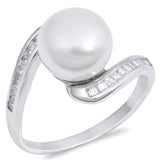 Sterling Silver Infinity Round Pearl Shaped Clear CZ RingAnd Face Height 14mmAnd Band Width 2mm