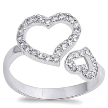 Load image into Gallery viewer, Sterling Silver Heart Shaped Clear CZ RingAnd Face Height 12mmAnd Band Width 2mm