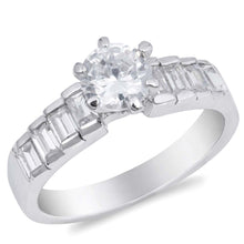 Load image into Gallery viewer, Sterling Silver Round And Steps Shaped Clear CZ RingAnd Face Height 7mmAnd band Width 3mm