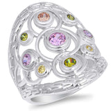 Sterling Silver Celtic Design Multicolor CZ RingAnd Face Height 28mmAnd Band Width 4mmAnd Weight 10grams