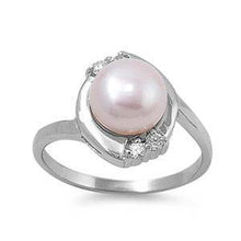 Load image into Gallery viewer, Sterling Silver Infinity White Pearl Shaped Clear CZ RingAnd Face Height 13mmAnd Band Width 2mm