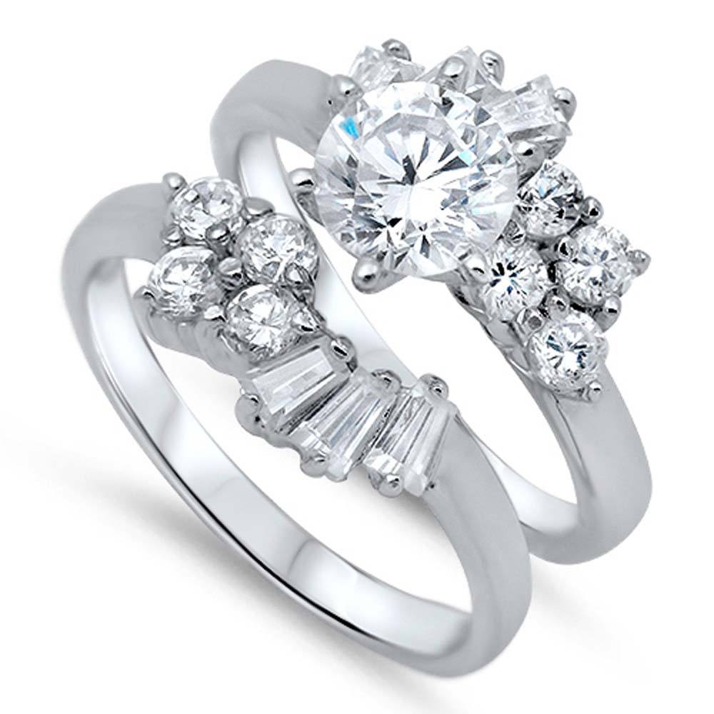 Sterling Silver Circle Shaped Cubic Zirconia Wedding RingAnd Face Height 8mmAnd Band Width 2mm