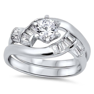 Sterling Silver Round Shaped Cubic Zirconia Wedding RingAnd Face Height 6mmAnd Band Width 2mm