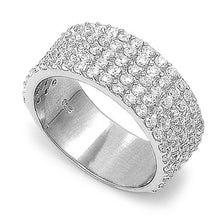 Load image into Gallery viewer, Sterling Silver Round Dome Shaped Clear CZ RingAnd Face Height 9mmAnd Band Width 9mm