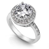 Sterling Silver Round Shaped Clear CZ RingAnd Face Height 14mm