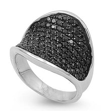 Load image into Gallery viewer, Sterling Silver Black Dome CZ RingAnd Face Height 18mmAnd Band Width 4mm