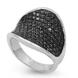 Sterling Silver Black Dome CZ RingAnd Face Height 18mmAnd Band Width 4mm