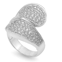 Load image into Gallery viewer, Sterling Silver Cuve Dome Clear CZ RingAnd Face Height 23mmAnd Band Width 4mm