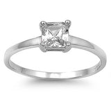 Sterling Silver Square Shaped Clear CZ RingAnd Face Height 5mmAnd Band Width 2mm