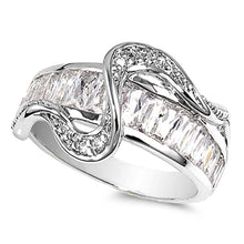 Load image into Gallery viewer, Sterling Silver S Clear CZ RingAnd Face Height 13mmAnd Band Width 3mm