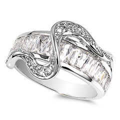 Sterling Silver S Clear CZ RingAnd Face Height 13mmAnd Band Width 3mm