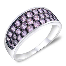 Load image into Gallery viewer, Sterling Silver Dome Wedding Band With Pink CZ RingAnd Face Height 9mm