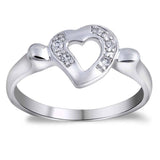 Sterling Silver Heart Shaped Clear CZ RingAnd Face Height 8mmAnd Band Width 2mm