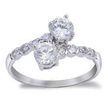 Load image into Gallery viewer, Sterling Silver Round Edges Shaped Clear CZ RingAnd Face Height 11mmAnd Band Width 2mm