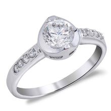 Load image into Gallery viewer, Sterling Silver Round Shaped Clear CZ RingAnd Face Height 7mmAnd Band Width 2mm