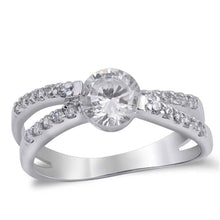 Load image into Gallery viewer, Sterling Silver Round And Loop Shaped Clear CZ RingAnd Face Height 6mmAnd Band Width 2mm