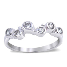 Load image into Gallery viewer, Sterling Silver Circles Shaped Clear CZ RingAnd Face Height 6mmAnd Band Width 2mm