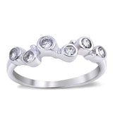 Sterling Silver Circles Shaped Clear CZ RingAnd Face Height 6mmAnd Band Width 2mm