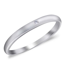 Load image into Gallery viewer, Sterling Silver Plain Wedding Band Clear CZ RingAnd Band Width 2mm