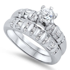 Sterling Silver Circle Shaped Cubic Zirconia Wedding RingAnd Face Height 7mm