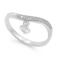 Load image into Gallery viewer, Sterling Silver Dangling Heart Shaped Clear CZ RingAnd Face Height 6mm