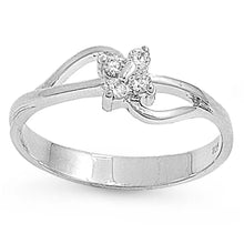 Load image into Gallery viewer, Sterling Silver Infinity Flower Shaped Clear CZ RingAnd Face Height 7mm