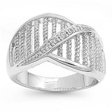 Sterling Silver Spinner Infinity Gate Shaped Clear CZ RingAnd Face Height 14mm