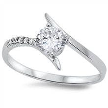 Load image into Gallery viewer, Sterling Silver Round Curve Shaped Clear CZ RingAnd Face Height 6mm