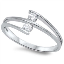 Load image into Gallery viewer, Sterling Silver Round Edges Shaped Clear CZ RingAnd Face Height 8mm