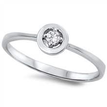 Load image into Gallery viewer, Sterling Silver Circle Shaped Clear CZ RingAnd Face Height 6mm